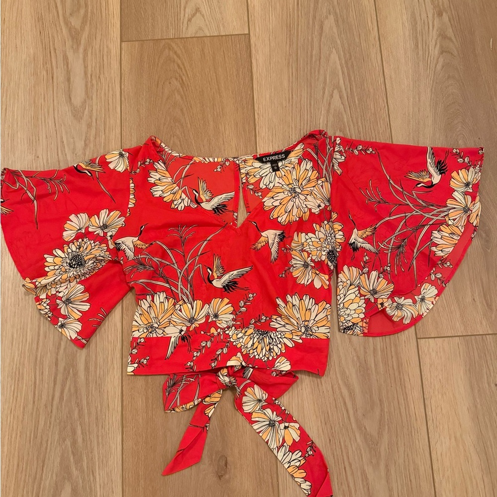 Express Red Floral Women's Blouse